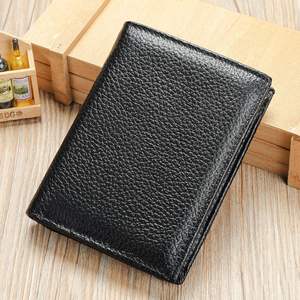 Genuine Stylish Men's Leather Open Closure <b>RFID</b> <b>Blocking</b> Short High Quality Customizable Passport Travel Credit Card Holder - Product Image 1