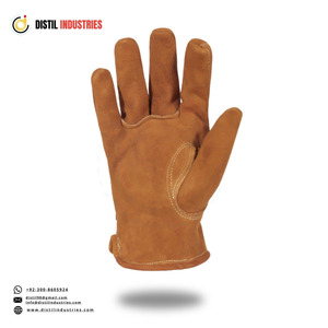 Genuine Cowhide Leather <b>Driver</b> <b>Gloves</b> for Heavy-Duty Work for Driving Safety <b>Gloves</b> for <b>Drivers</b> and Industries - Product Image 6