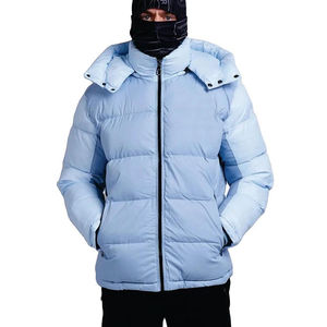 Veste matelassée bleu clair pour homme, manteau d'hiver chaud à capuche, coupe-vent, parka matelassée pour l'extérieur, streetwear décontracté, vêtement d'extérieur épais - Product Image 1