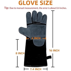 Gants de sécurité anti-vibration en cuir de vachette pleine fleur, résistants à l'abrasion, robustes, pour la lutte contre les incendies et le barbecue (vente en gros) - Product Image 4