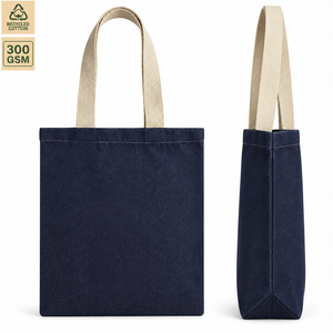 Blue 300 GSM Denim Tote <b>Bag</b> 34x38-cm Oxford Flock Print Custom Logo Wholesale OEM Private Label Bulk SNCH171-TIC-Oxford Pro Plus - Product Image 3