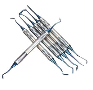 Kit de instrumentos dentales con revestimiento de plasma azul para uso profesional, juego de raspadores dentales profesionales. - Product Image 3