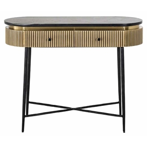 Mesa Consola Moderna de Estilo Mid-Century, Ecológica, Duradera, de Madera Sólida, Base de Mango Acanalada, Hecha a Mano, Fácil de Armar, para Sala de Estar, Hotel, Dormitorio - Product Image 1
