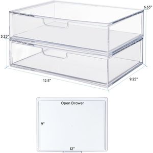 Ensemble de tiroirs empilables en plastique transparent STAX, tiroirs ouverts de 2 à 12,5 pouces de large pour organiser le bureau, organiseurs de tiroirs de bureau - Product Image 3