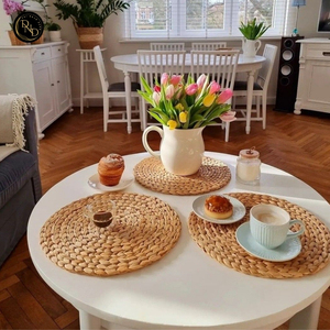 Set de table rond en jacinthe d'eau naturelle tressé à la main, personnalisable, pour mariage, décoration de maison durable - Product Image 4