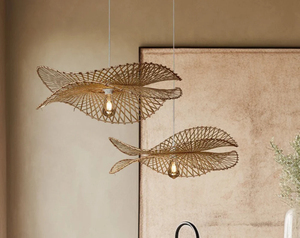 Handwoven Bamboo Pendant Light Coastal Sustainable Home <b>Decor</b> Natural Rattan <b>Ceiling</b> Lamp Eco Friendly Supplier - Product Image 5
