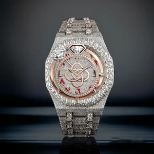 Montre pour homme tendance en acier inoxydable or rose avec lunette tonneau et diamants Moissanite Ice Out OEM ODM - Product Image 2