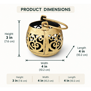 Portavelas de Latón Dorado, Linterna Decorativa de Metal con Asa para Colgar, Estilo Vintage Marroquí, Decoración para Mesa de Hogar u Oficina - Product Image 2
