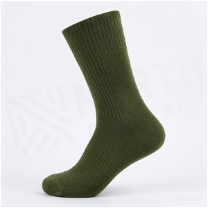 Crew <b>Socks</b> Solid Olive Green 100% Cotton Breathable Knitted for Adults Casual Daily Wear Autumn Season - Product Image 3