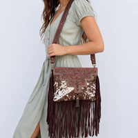 Nouveau sac à main élégant en cuir de vachette, unique, de créateur, avec des franges en cuir sculptées à la main, multi-usages pour femmes