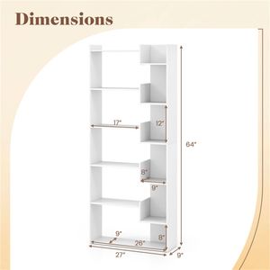 Libreria in Legno Bianca a 6 Ripiani, Elegante Scaffale per Casa, Ufficio o Aula - Product Image 3