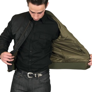 Wholesale High Quality Solid Color Casual <b>Thin</b> Men Winter Plus Size Reversible Bomber <b>Jacket</b> with Front Logo OEM Custom - Product Image 2