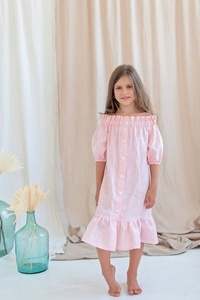 Hấp dẫn Blush Hồng Mẹ & tôi phù hợp với ăn mặc mở vành đai vai với các nút phía trước & mềm ban nhạc đàn hồi cho trẻ em - Product Image 4