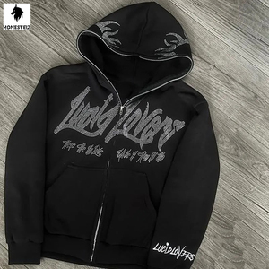 ผ้าฝ้ายเฟรนช์เทอร์รี่เนื้อหนาสำหรับฤดูหนาว เป็นมิตรกับสิ่งแวดล้อม ระบายอากาศได้ดี ปักลายแบบกำหนดเอง ตกแต่งด้วยแพทช์  สำหรับผู้ชาย  ตกแต่งด้วยคริสตัลแบบซันเฟด - Product Image 4