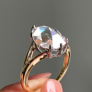 Anillo de diamante de corte de pera cortado en laboratorio de 5,25 quilates de alta calidad, anillo de boda de compromiso, joyería, anillo de corte redondo de oro blanco de 14K - Product Image 2