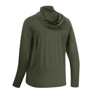 Sweat à capuche vert olive pour homme, manches longues, UPF 50, anti-UV, vêtements de pêche, pull-over, couleur unie, polyester - Product Image 6