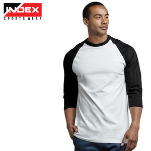 INDEX SPORTSWEAR Men's <b>Raglan</b> <b>Sleeve</b> <b>T</b>-<b>Shirt</b> O-Neck White Black Color Blocked Casual Style Knitted Fabric Regular Fit - Product Image 1