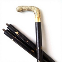 Canne de marche pour aveugles en métal, poignée en laiton victorien, style nautique, faite à la main, polie, forme personnalisable, longueur réglable, marron 36