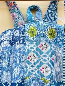 Mochila Acolchada a Rayas para Niñas, Hecha a Mano, de Algodón, para la Escuela, Ligera, para Viajes, con Múltiples Bolsillos, Estilo Boho, 20 Pulgadas - Product Image 5