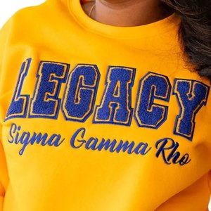 เสื้อสเวตเชิ้ต Sigma Gamma Rho Gold Legacy Varsity แบบยูนิเซ็กซ์ สไตล์ลำลองสำหรับชมรมนักศึกษากรีก คอกลม สตรีทแวร์ - Product Image 6