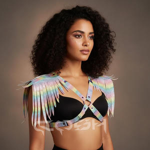 Harnais d'épaule sexy à franges holographiques arc-en-ciel |   Achetez maintenant - Product Image 6