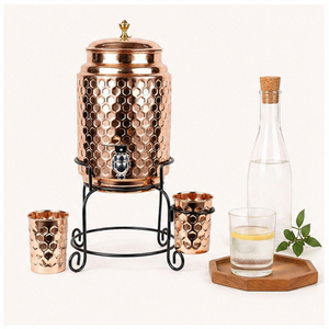 Premium Pure Copper Water Dispenser Large Capacity Hammered Ayurvedic Matka Pot for Immunity Boosting and Healthy Drinking - Product Image 4
