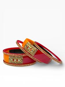 Trending Rhinestone Premium Acrylic Bangle Set <b>Pearl</b> Border <b>Gold</b> Plated Trendy Wedding Women's Festive Wear Wholesale Price - Product Image 3