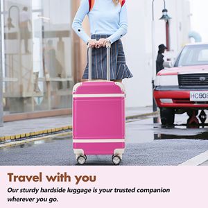 Set bagaglio singolo Vintage in Hardshell 20 \ "per bagaglio a mano rosa con doppio Spinner ruote TSA lucchetto - Product Image 3