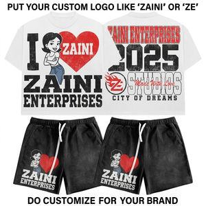 เสื้อยืดโอเวอร์ไซส์สีขาวดำ ZAINI 240 GSM พรีเมียมโพลีเอสเตอร์เจอร์ซีย์ พร้อมกางเกงขาสั้น ชุดเซ็ต ปักโลโก้ตามสั่ง ระบายอากาศได้ดี สำหรับผู้ชาย - Product Image 1
