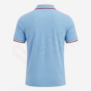 Polo à manches courtes bleu clair pour homme, 100% coton piqué, décontracté, respirant, coupe classique, design tricoté uni - Product Image 2