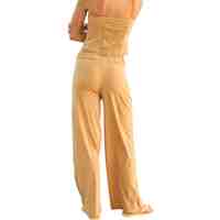 Ensemble deux pièces en tricot rayé pour femme, qualité supérieure, collection 2026 : haut court bustier et pantalon large, 100 % coton, coupe ample