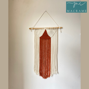 Tenture murale nordique en macramé en coton moderne Style bohème en blanc et orange Décoration de la maison Mix Art - Product Image 2