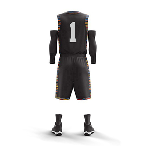 Nouveaux maillots de basket-ball pour hommes, uniforme de basket-ball sans manches, 2 pièces, veste et short, sublimation dégradée, ensembles de maillots de basket-ball - Product Image 5