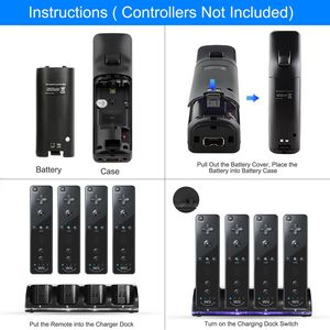 <span class=keywords><strong>Wii</strong></span> cho Nintendo 4 Điều khiển từ xa sạc Dock 2800mAh có thể sạc lại pin sạc trạm LED chỉ số trò chơi điều khiển sạc - Product Image 6