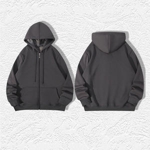 Sudadera con capucha de invierno para hombre, personalizada con serigrafía, estilo urbano, con cremallera completa, efecto lavado, 100% algodón, con cuello bordado y cordón ajustable - Product Image 3