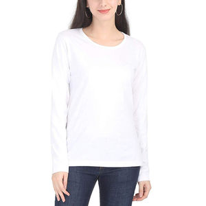 Camiseta de Manga Larga de Algodón Jersey, Color Blanco Liso, Cuello Redondo, Estilo Urbano Informal para Exteriores, Hecha a Medida por Cumbre Sports Tees - Product Image 1