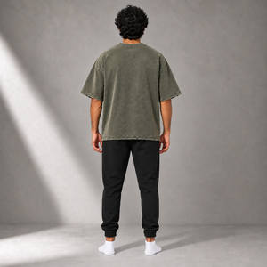 เสื้อยืดคอตตอนซักแล้ว น้ำหนัก 360 กรัม ทรงโอเวอร์ไซส์ ขอบเสื้อแบบดิสเทรส ทรงบ็อกซี่ ไหล่ตก คอกลม ใส่ได้ทุกวัน - Product Image 2
