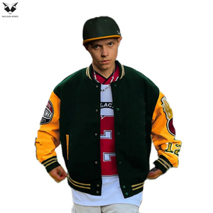 High End Custom <b>Varsity</b> <b>Jacket</b> <b>Men</b> Genuine Leather Sleeves Wool Body Embroidery Patch Luxury Baseball <b>Bomber</b> <b>Jacket</b> For <b>Men</b> - Product Image 4