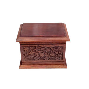 Custom Handmade Wooden Cremation Urn Floral Carved Wood Urn <b>Box</b> for Human Ashes Adult Funeral Memorial <b>Keepsake</b> Supply Urns - Product Image 1