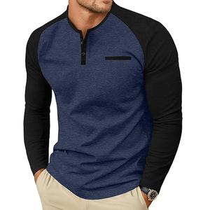 T-shirt à manches longues contrastant pour homme, style tendance, respirant, en polyester/coton, vente en gros OEM, idéal pour l'été - Product Image 3