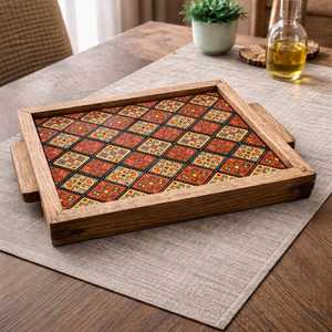 Plateau de service rectangulaire en bois de manguier de qualité supérieure, personnalisé, épaisseur 4 cm, résistant au lave-vaisselle, avec impression émail décorative sur MDF - Product Image 5