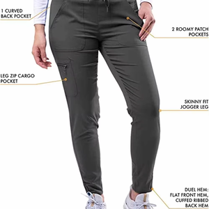 Uniforme de Enfermera para Mujer, Blusa Casual de Manga Corta, Ropa de Trabajo para Farmacia, Hospital, Médico, Enfermería, Pantalones Estilo Jogger con Cuello en V - Product Image 3