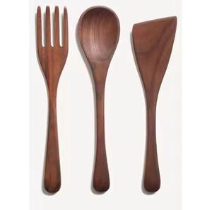 Cuillère de service élégante en bois, faite à la main, ustensile de cuisine naturel, idéal pour servir la soupe, le riz, la salade, parfait pour la salle à manger et les restaurants - Product Image 1