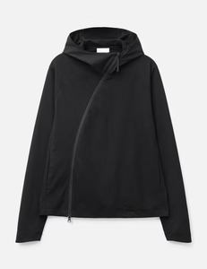 Sudadera con Capucha Negra para Hombre, Cierre Diagonal, Corte Regular, 100% Poliéster, Estilo Minimalista, Deportiva, para Otoño - Product Image 4
