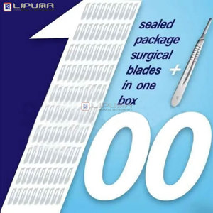 Achetez 100 lames de scalpel # 20 Compatible avec la poignée n° 4 lames chirurgicales en acier au carbone de haute qualité, instrument médical - Product Image 3