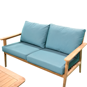 Minimalist Blue Acacia Wood Frame Outdoor Sofa Set with Polyester <b>Cushions</b> <b>for</b> <b>Garden</b> Home or Villa - Product Image 6