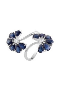 แหวนไพลินสีน้ำเงินและเพชร เงินแท้ 92.5 รุ่น KLSR-11913 - Product Image 2