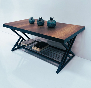 Modern Minimalist <b>Rectangle</b> Center <b>Table</b> Vintage Simple 2-Tier <b>Coffee</b> <b>Table</b> with Storage Shelf for Living Room Furniture - Product Image 2