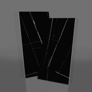 Azulejos de porcelana con efecto mármol negro moderno de 800x800 mm, brillantes y pulidos, para pisos y paredes interiores, para uso local. - Product Image 1