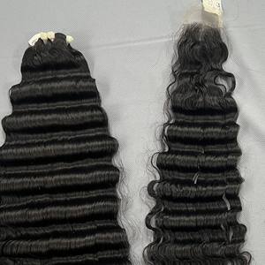 Virgin <b>Hair</b> <b>Extensions</b> From Vietnamese 100% Unprocessed Natural Color Raw Deep Wave Bundles with Lace <b>for</b> <b>Sale</b> - Product Image 5